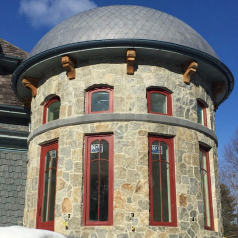 close up of new windows in alpine building